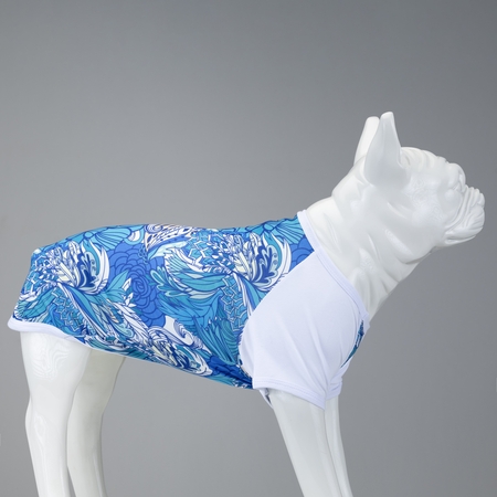 Lindodogs - Blue Flowers Küçük, Orta ve Büyük Irk Köpek Tshirt (1)